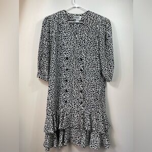 BGB Vintage 80's Black & White Art Ruffle Layered Dress Size L